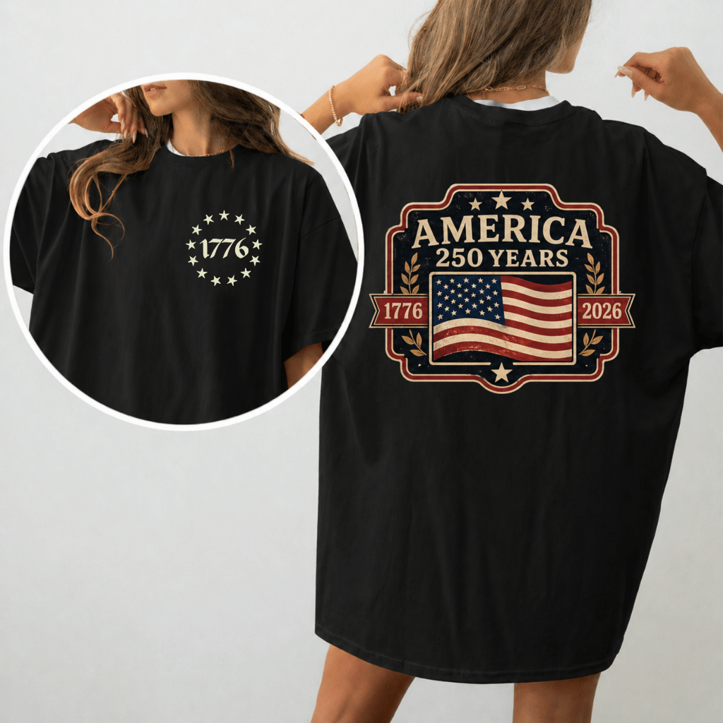 Comfort Colors 250 Years of Freedom Patriotic Shirt  - 250 Years of Freedom Patriotic Gift for Men Women, Independence Day Graphic - detail view